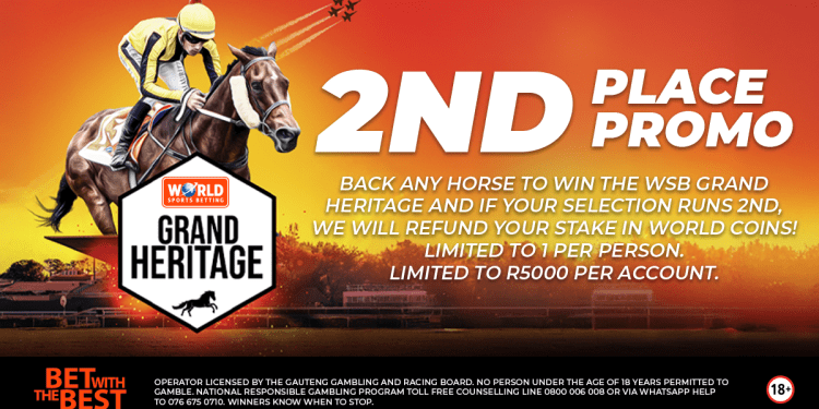 Back a runner in the 2025 WSB Grand Heritage and get a refund in World Coins if your horse finishes second. T&Cs apply. Bet with confidence at WSB.